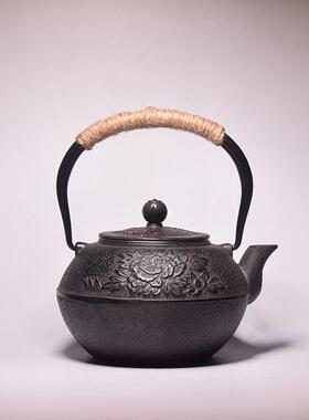 手工铸铁壶新中式生铁茶壶茶艺壶软软装修摆件覆古家用烧水壶铁瓶