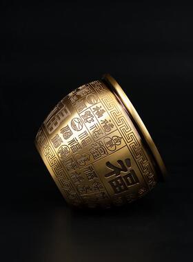 百福缸黄铜米缸聚宝盆摆件家居客厅装饰品招聚办公室财大号铜缸