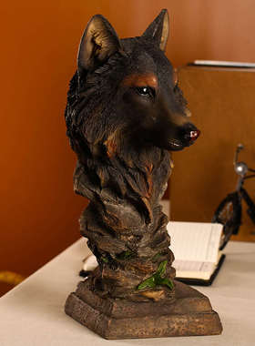 创意树脂工艺品仿真动物狼头摆设 降福狼头桌面装饰品摆件包邮