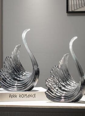 高级感进门玄关装饰摆饰抽象天鹅艺术饰品酒柜电视柜摆设结婚礼物