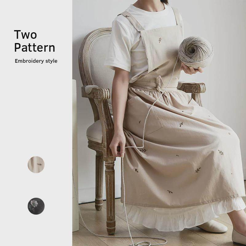 出韩版刺绣全棉厨房围裙家务带口袋棉麻防水围裙围腰,淘宝优惠券,粉丝福利购,淘宝优惠卷