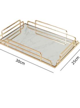 跨境直供轻奢摆件家用收纳托盘茶几客厅桌面长方形装饰茶盘玄托盘