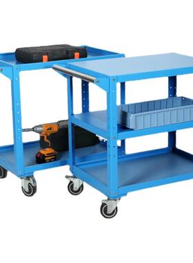 多功能重型加厚工具车双层物料车间移动钳工车库房钢制工具手推车