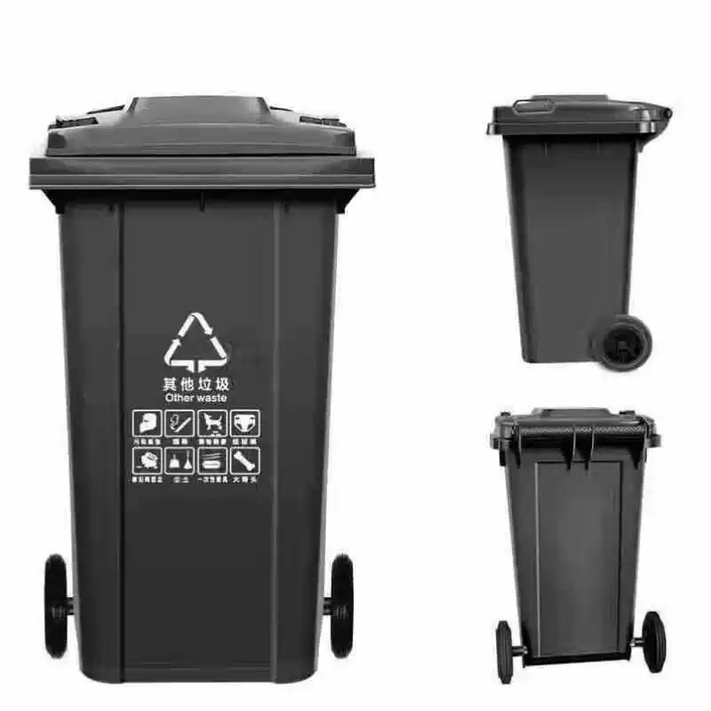 Tianshu 120-liter extra thick sanitation trailer trash can plastic with wheels and flips classification room outdoor large size