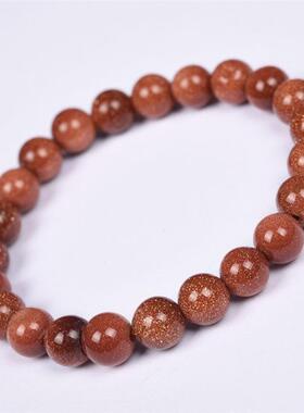 6-10mm天然星空蓝沙石金沙石串珠单圈手串男女情侣手链星空蓝沙石