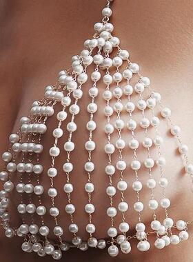 Handmade beach corset pearl body chain corset holiday