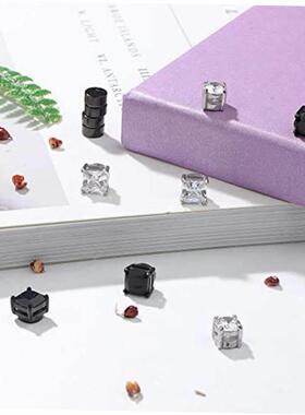 6 Pairs of Magnetic Stud Earrings Men and Women Black Magnet