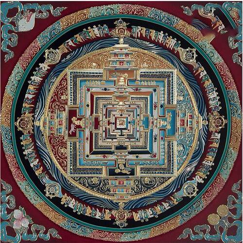 《唐卡时轮金刚坛城》客厅玄关背景装饰画复古大气玄关沙发装饰画 - 图2