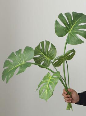 可水洗 龟背竹叶彷真绿色植物假花装饰盆栽植物客厅办公室桌面摆