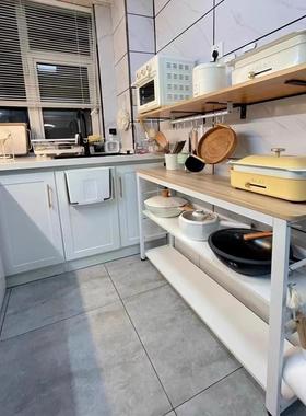 9V7T厨房切菜桌置物架落地多层家用微波炉收纳窄边柜操作工作台长