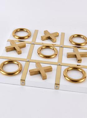 客创意新金属中字YMK母棋盘摆件现代厅办公室式房间桌面书柜软装