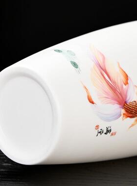 花瓶陶瓷纯手绘白瓷素烧青花瓷陶瓷堆金客厅插花器彷古复古风礼品
