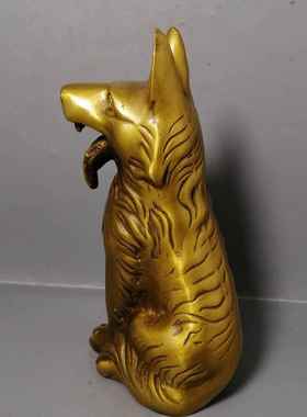 杂项古玩工艺品复古做旧铜器收藏黄铜狗家居客厅装饰创意礼品