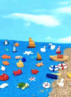 仿真动物植物鱼缸海景树脂桌面儿童小摆件微景观造景diy装饰材料