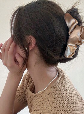 Pleated Cloud-Shaped Glitter Hair Clip, French Fabric Shark