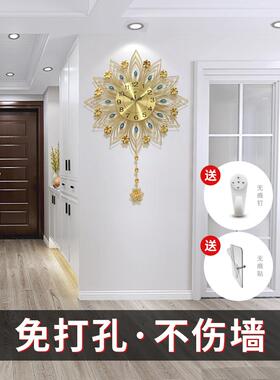 欧式无障碍豪华挂钟客厅挂钟打孔创意挂钟挂钟时尚艺术装饰铁石英
