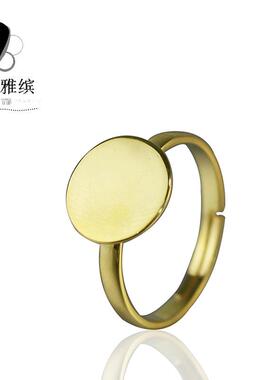YB雅缤银平面戒托diy戒指空托 925银戒指女士开口金色 戒指托