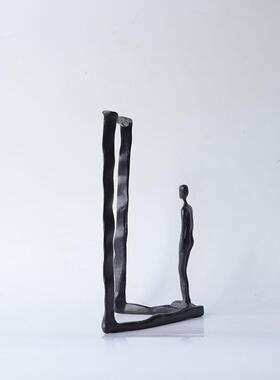 现约几创意铸铁边框人物摆件办代公BJ0217室卧室简玄关茶书房家居