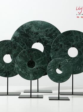 简约创意玉璧新中式摆件饰品家居摆设现代玄关超值软装搭配样板房