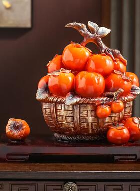 BK9K事事如意柿子摆件乔迁新居入伙礼品客厅酒柜电视柜家居装