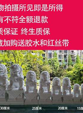 精雕石狮子一对家用庭院摆件家居办公装饰摆件小号石雕工艺品桌摆
