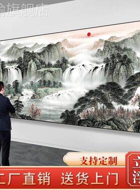 网红迎客松挂画客背厅中堂山水字画办装公室壁画沙发景饰茶室风景
