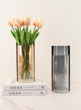 水晶玻璃错052花瓶位创意摆件家客厅样板品房间居办公桌装饰花器