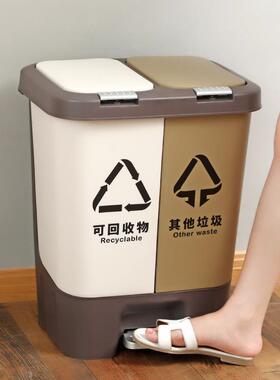 分类脚踏垃圾桶大号20L双翻盖户外学校家用办公室塑料环保垃圾桶