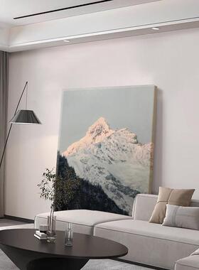 意式极简日照金山肌理纯手绘油画客厅装饰画梅里雪山风景玄关挂画