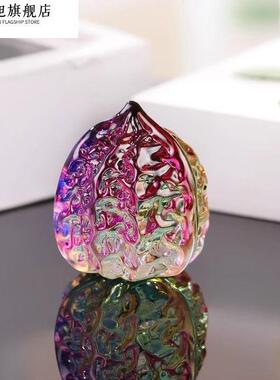 水晶核桃琉璃文玩手把件盘玩绕指手指锻炼球炫彩高颜值装饰摆件