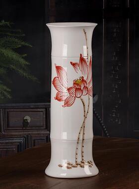 水培富贵竹花瓶摆件景德镇陶瓷手绘青花瓷中式客厅插花落地特大号