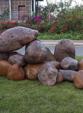 户外仿真空心石头雕塑井盖遮挡装饰品玻璃钢刻字假山庭院水池摆件