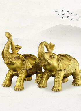 新款直销纯铜大象铜钱摆件一对铜象招财客厅玄关财位吸水特大号工