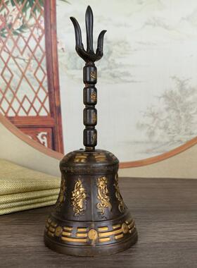 黄摇铜八宝手铃铛摆鎏件 复古金新中式居办公室QBP装饰工家艺礼品