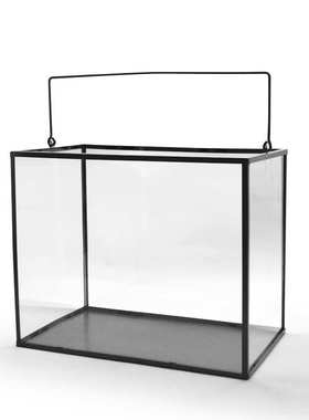 花房田园容器大号摆件玻璃镶嵌种植花房花盆风灯玻璃金属肉多