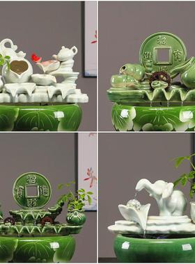 创意陶瓷招财摆件自动循环水室内流水鱼缸增氧过滤器家用瀑布景观