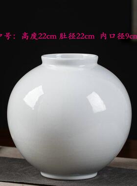 景德镇陶瓷大肚白色台面花瓶现代简约摆件插花装饰客厅轻奢风水培