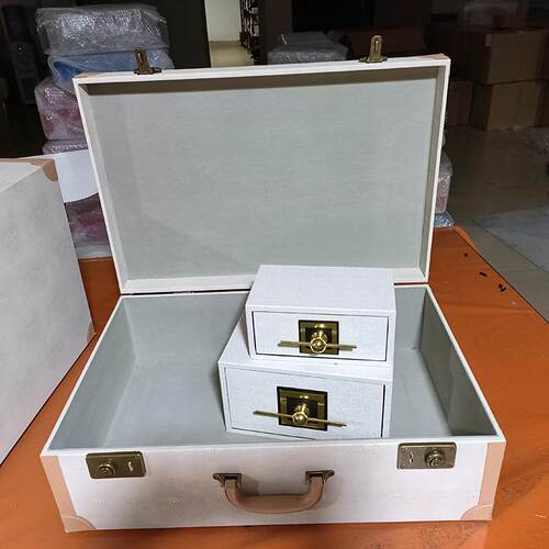 复古皮手箱样板间卧室衣柜大号，小储物盒直革播间客厅提橱窗装饰 - 图2