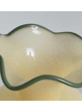 养摆件法式新品中古感艺术话玻璃花瓶高脚器水风灯花高级铃兰复古