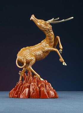 铜欣祥彩铜祥麟腾跃家居办公室麒麟摆件瑞兽工艺品装饰礼品