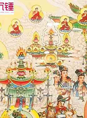 华严西方三圣说法图极乐世界法会图全佛图横版画像万佛图装饰画