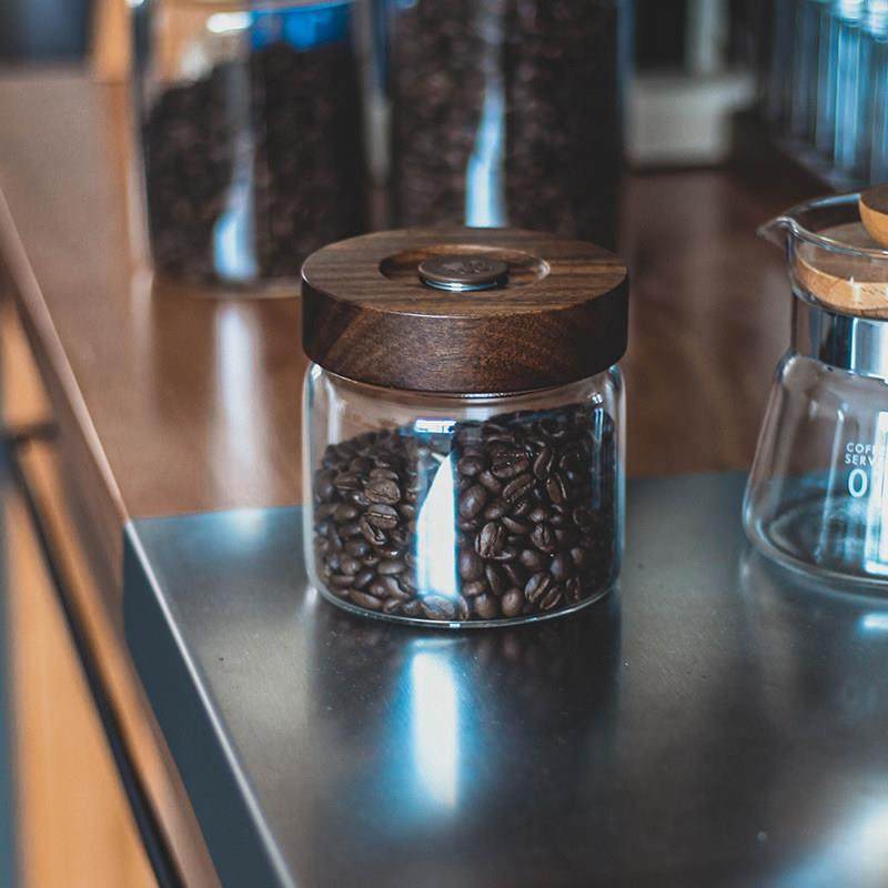 单向排气咖啡豆保存罐养豆罐咖啡粉密封罐陈皮罐木盖玻璃茶叶罐,淘宝优惠券,粉丝福利购,淘宝优惠卷