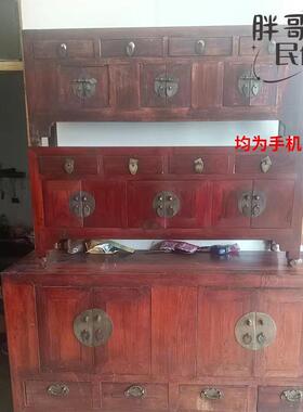 农家乐民宿民宿老物件80旧家具炕桌怀旧摆件橱子年代农村旧货小木