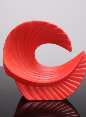 简约现代树脂摆件浪花造型装饰品螺纹海浪黑白家居样板房装饰摆设