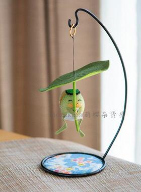 日本进口手工绢布龙虎作 可爱招福河童趣味工艺品 办公室车载摆设