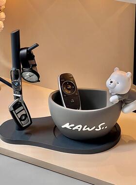 暴力熊玄关钥匙收纳摆件入户进门鞋柜客厅桌面家居饰品托 托盘置