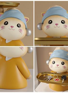 关钥玄匙收纳摆件家装饰品创居意乔迁新居礼物艺术猫SHDB2297室托