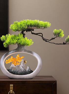 中国风花瓶装饰客厅插花迎宾松木电视柜古架入口装饰乔迁礼物