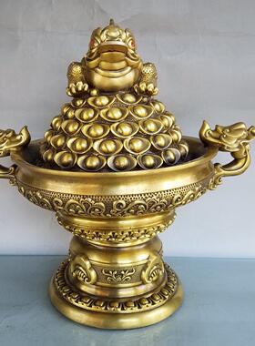 纯铜貔貅铜聚宝盆存钱罐摆件双鱼大象金蟾聚宝盆带盖桌面客厅招财