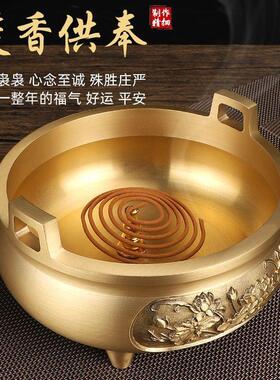 新款纯铜家用客厅佛堂摆件供奉檀香大号香炉仿古宣德炉三足炉
